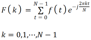 例 4 - 「Σ」や「べき乗」を含む「離散フーリエ変換」の式