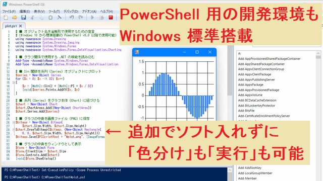 PowerShell 用の色分けエディターと実行環境を搭載した PowerShell ISE
